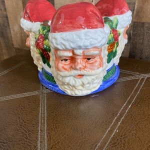 World Bazaars Holiday‎ Collection Ceramic Large Santa Candle Holder Centerpiece